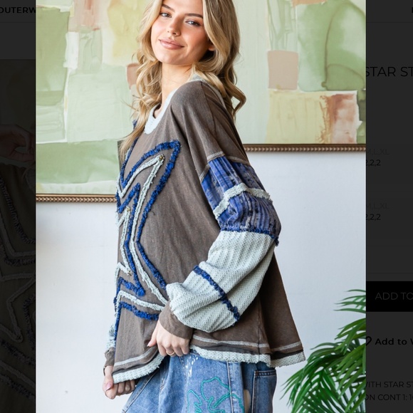 Oli and Hali “ San Juan 2 “ Oli & Hali Mixed Fabric Star Patch Top 36 - Picture 5 of 11